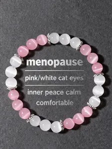 Natural Cat Eye Crystal Bracelet, Comfortable Elastic Cord Design, Perfect Gift for Mother Wife, Festival Jewelry