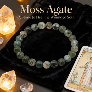 Natural Moss Agate Bracelet for Luck & Growth | Abundance Crystal Energy Beaded Bracelet-8mm