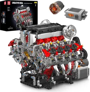 Mould King 10130 F488 Supercar V8 Engine Building Blocks Toys Car Motor That Works