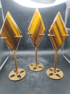 Tiger eye diamond with gold stand!! 3.6 inches, 2.2 ounces!