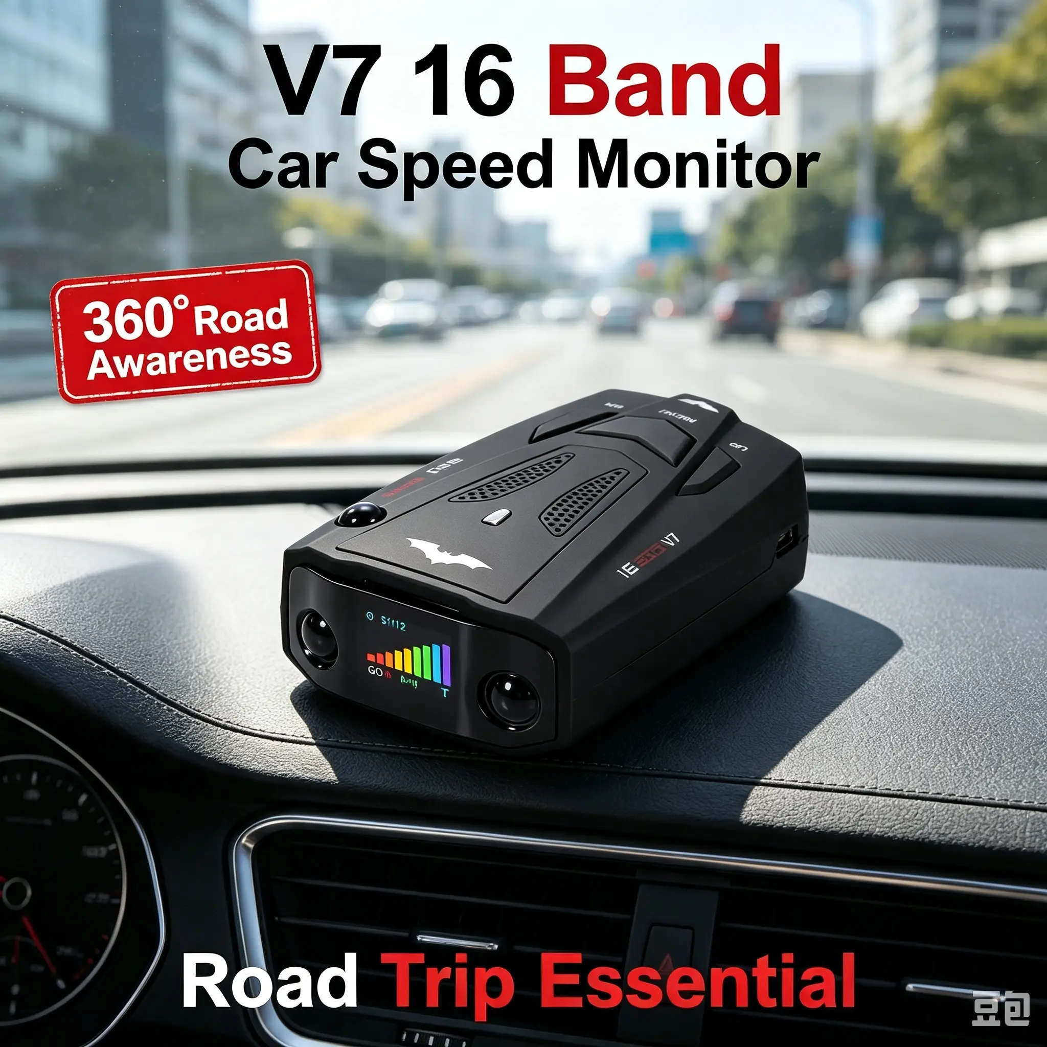 Vehicle Speed Reader, Car Laser Data Capture Device | V7 Multi-Frequency Processing Hardware, Urban & Highway Driving Accessory for Camper Van Users, Long-Distance Tourists & City Commuters, Compact Non-Blocking Dashboard Design