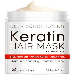 SUNATORIA 2026 Korean Premium Hair Mask for Dry, Damaged Hair - Haircare Treatment with Keratin, Silk, Argan Oil, 8 Amino Acids - Hydrating, Repairing, Frizz-Control, Moisture-Boosting, Sulfate-Free, 8.4 fl oz