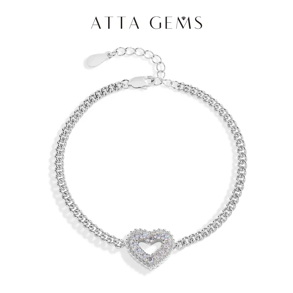 Heart Shaped Synthetic Moissanite Tennis Chain Bracelet, D VVS1 Clarity Artificial Gemstone Elegant Jewelry, Heart Tennis Bracelets, Birthday Gift Ideas, B017, Elegant Jewelry Bracelet