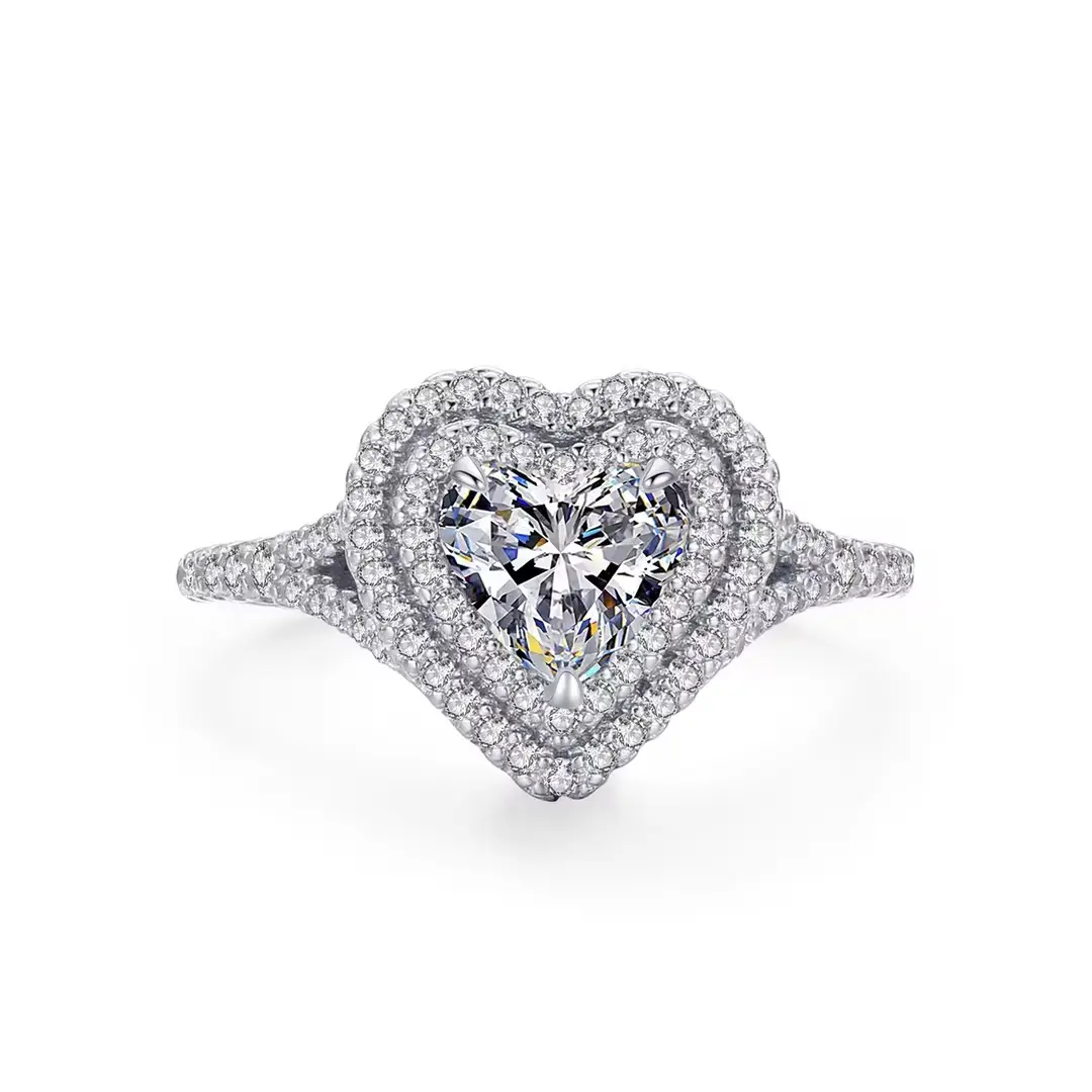 Trendolla heart-shaped cutting ring for women, adjustable ring, cubic zirconia ring, commitment ring for women, engagement ring, wedding anniversary and Valentine's Day gift