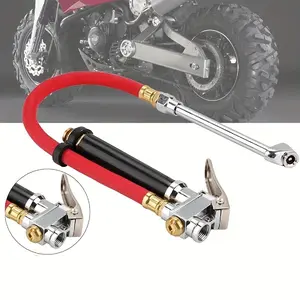 Tire Inflator with 12 Inch Air Hose, 10-120 Psi Dual Head, Metal Structure, Rubber Hose Lock, Tire Inflator Pump, Suitable for Cars Trucks Motorcycles, Vehicle Tire Inflator