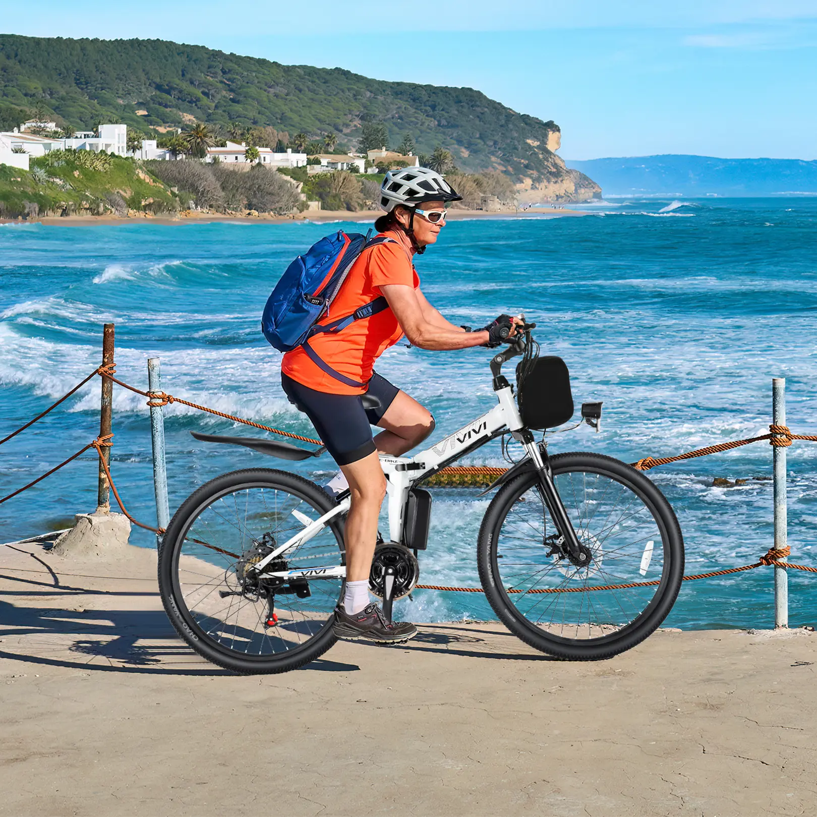 Vivi Electric Bike for Adults 750W Peak Folding Electric Mountain Bike 26'' Voyage Ebike 22MPH Adult Electric Bicycles with Removable Battery, LCD Display, Dual Shock Absorber Active