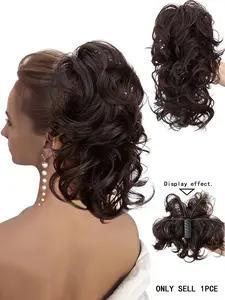 Clip-On Ponytail Extender, Bendable Metal Rod, Wavy Hairpiece for Women, Heat-Resistant Synthetic, DIY Styling, Festive & Daily Use, Synthetic Hairpieces