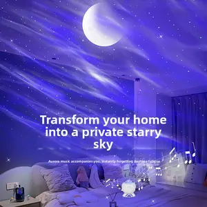 Mini Starry Sky Aurora Galaxy Projector Night Light with Bluetooth Speaker, Timer, Remote Control, and Smartphone Audio Compatibility