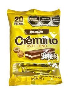 CREMINO BICOLOR SABOR AVELLANA STICK - 20 PCS - 140 GRAMS - PRODUCT OF MEXICO