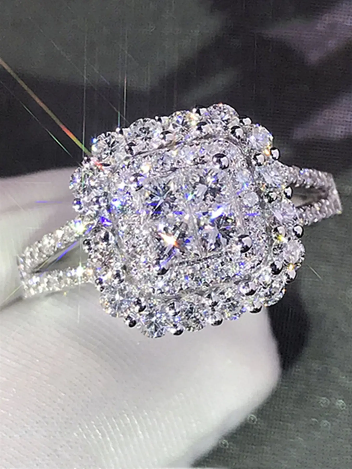 1 PC Fashion Cubic Zirconia Round CZ Ring For Women Wedding Engagement Valentine's Day Gift