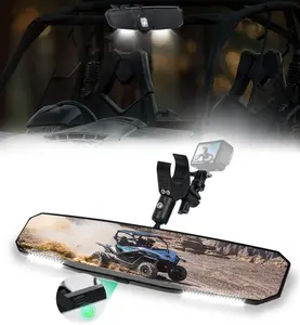 UTV Rear View Mirror with Interior Lights and an Additional GoPro Mount