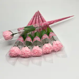 Soap flower carnation for mom, single stem artificial carnation Gift Premium for Mother's Day