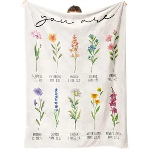 Christian Gifts for Women, Christian Blanket with Flowers, Birthday Gifts for Women, Inspirational, Religious Gifts for Sister, Friend, Daughter, Mom, Soft Throw Blankets 50'' x 60''