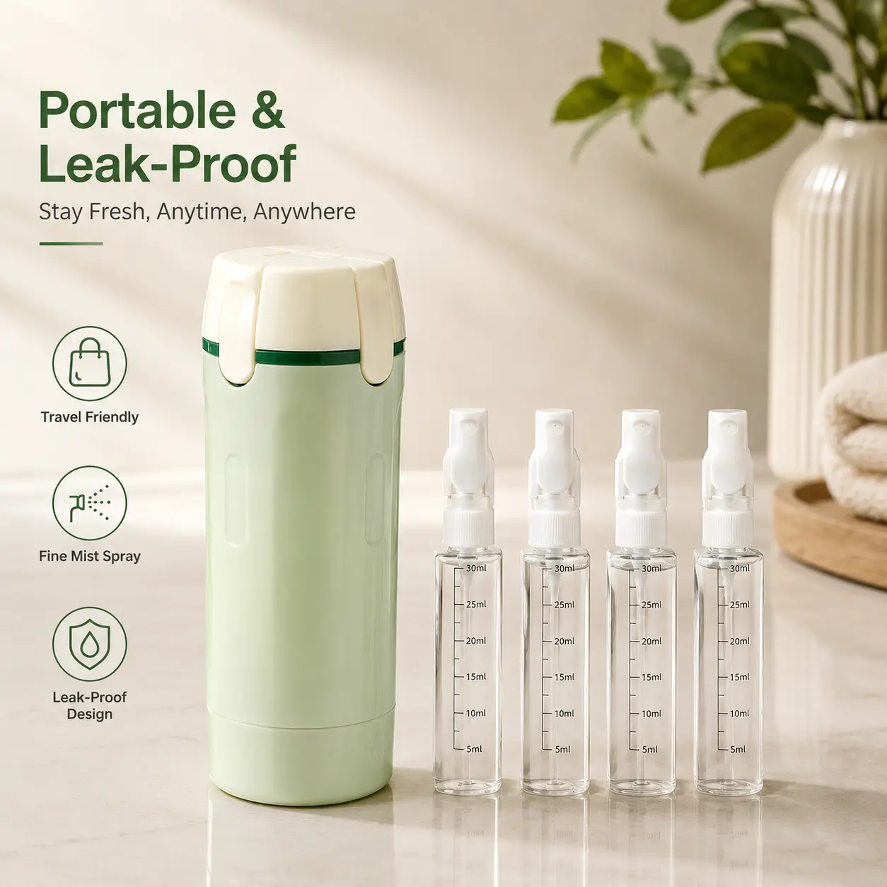 4 in 1 Travel Toiletry Bottles, TSA Approved leak-proof refillable containers with scale & labels, clear portable organizer, lightweight travel essential, delicate practical holiday gift for daily outdoor trips