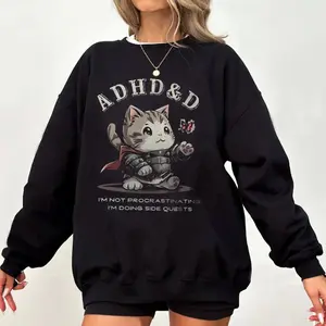 ADHD&D Shirt, Dungeons and Dragons ADHD Shirt, Cat DnD Shirt, Dungeons and Dragons Sweatshirt,Dragon Unisex Tee,Game Masters,Gamer D&D Sweatshirt