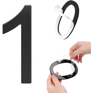 Self-adhesive 5 Inch House Numbers Acrylic House Number Modern House Numbers Black Mailbox Numbers for Outside Address Home Number for Apartments Office Hotel Room (Number 1)