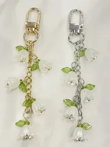 Flower Design Keychain, Cute Keychain for Women & Girls, Fashion Accessories for Bag, Car Key, Earphone Case Decoration