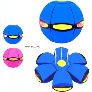 Foldable 3-Color Light-Up Flying Ball - Transforms into Frisbee, Spinning Boomerang - Levitating Interactive Toy for Outdoor Backyard Play - Thanksgiving/Birthday Gifts for Kids
