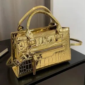 Mini Crocodile Pattern Fashion Multi-Functional Zipper Handbag, Detachable Shoulder Strap, Suitable for Women, Stylish and Practical