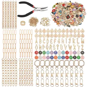 500PCS Lip Gloss Keychain Making Kit, DIY Craft Supplies with Charms, Key Chain Hooks, Jump Rings, Lobster Clasps, Chains & Tools, Keychain Making Kit, Suitable for Birthday Gifts, Party, Holiday Gifts