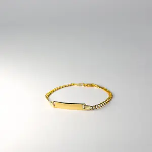 14K Gold Baby ID Bracelet Cuban Link Chain Diamond Cut 3MM - Model AB109