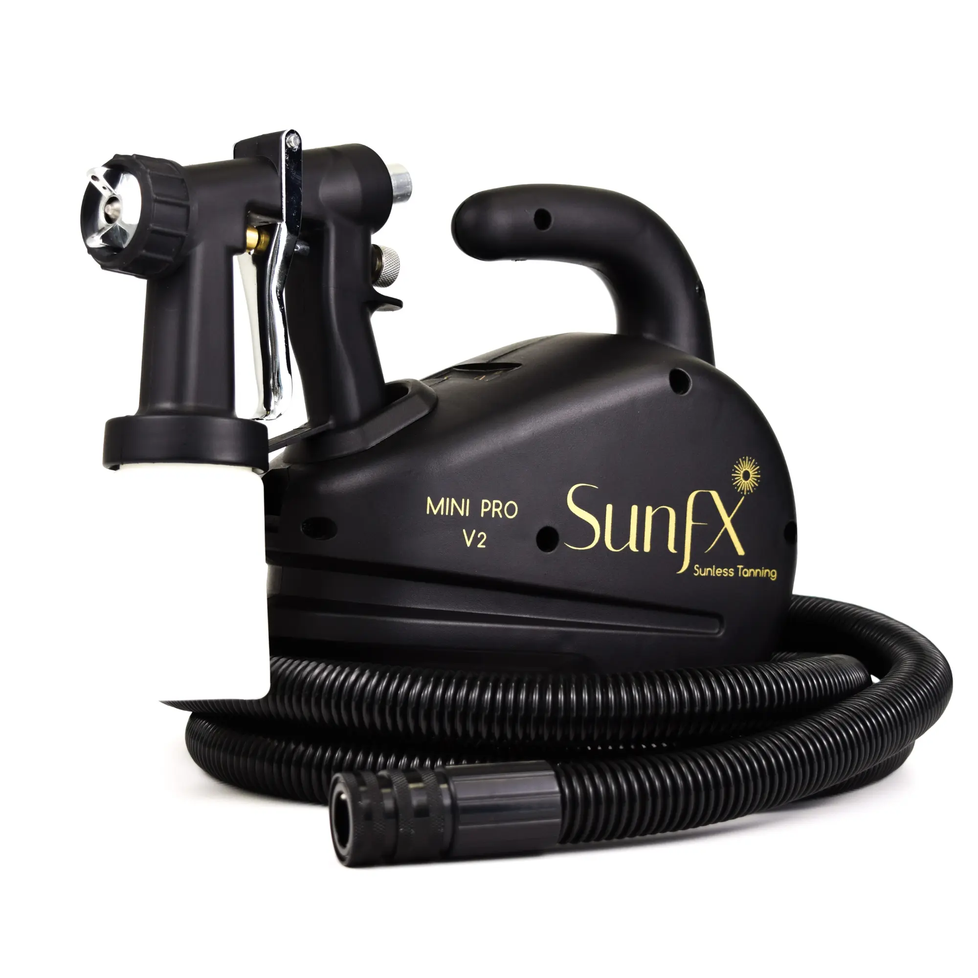 Pro Mini V2 Spray Tan Machine with Classic HVLP - Compact Applicator, 9ft Quick Release Hose, Choice of Sample Solutions & Accessories Pack