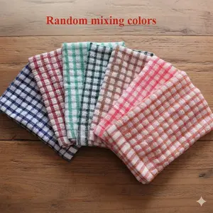 5pcs Cotton Dish Towels, Random Colors, Absorbent Cleaning Cloths, Reusable Kitchen Wipes, Suitable for Kitchen, Living Room, Outdoor Use