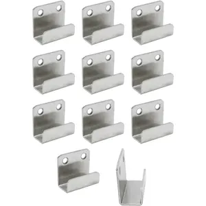 10PCS Stainless Steel Tile Hanger Bracket Hook Fastener Heavy Duty Wall Mounted Flat J Clamp Wall Hanger for Ceramic Tile Billboard Frames Mirrors Display - 15mm Inner Width(Silver)