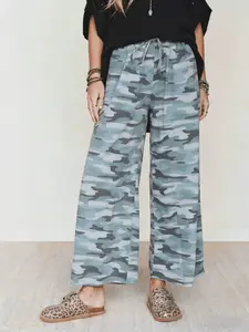 Women's Camouflage Wide Leg Pants, Casual Western Style, Spring/summer Basic, Perfect for Daily Wear and Commute