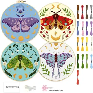 DIY Butterfly Embroidery Kit, Embroidery Kit for Beginner, Including Embroidery Thread & Cloth & Hoop, Threader, Needle, Instruction, Summer for Gift, Men Gifts, Home Ideals 2024, Artwork