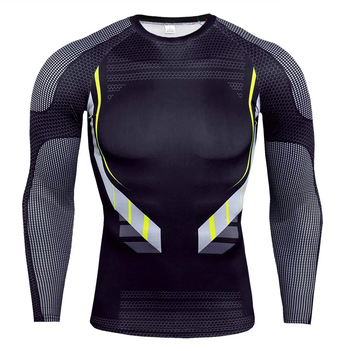 AYJKSEVEN Men's Compression Baselayer Athletic Workout Long Sleeve Shirt Quick Dry Base Layer Tracksuit spandex shirt compression shirts mesh shirt activewear
