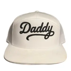 Daddy Hat - White Snapback with Black Script Design for Men