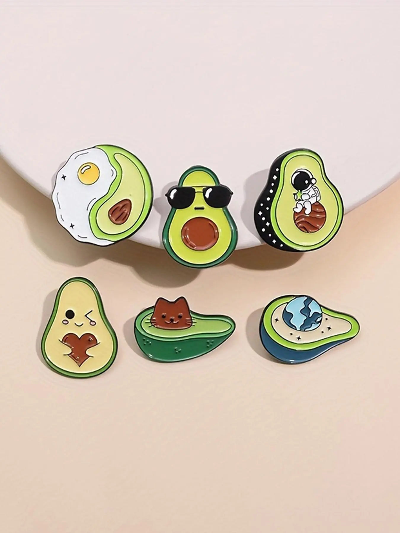 Cute Avocado Enamel Pin Set, Retro Cartoon Animal Lapel Badges, Quirky Style Brooches for Women & Men, Fashion Accessories for Daily Decor, Clip