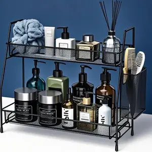 Compact Countertop Organizer, Spice and Bathroom Storage Solution, Multi-Purpose Shelf for Kitchen Cabinet, Space-Saving Design with Non-Slip Base, Sturdy Organizer for Counter Clutter-Free