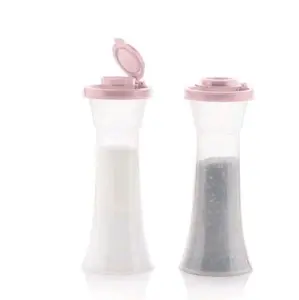 Tupperware Large Hourglass Salt and Pepper Shakers ~ Leak Proof ~ Moisture Proof ~ Camping Kitchen Supplies Container Utensils ~ Airtight Seals ~ Dishwasher Safe ~ Easy Grip ~ Translucent Material ~ Hinged Lid ~ 177 mL Capacity