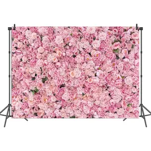 7x5ft Pink Rose Wall Background Pink Flower Backdrops Party Flower Backdrop Girls Birthday Pink Wedding Bridal Shower Pink Floral Anniversary Decor