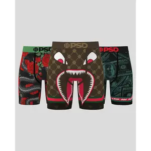 PSD Mens Lux Loot Boxer Brief 3 Pack - Standard Length 7 Inch Inseam, Soft and Breathable Poly Blend Fabric