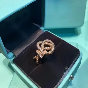 Trending Interlocking Knot Statement Ring, Sparkling Bold Cocktail Ring for Women, Elegant Timeless Design Jewelry, Perfect for Bridal, Party, Office, Casual Wear, Great Gift for Best Friend, Girlfriend,  Viral Jewelry