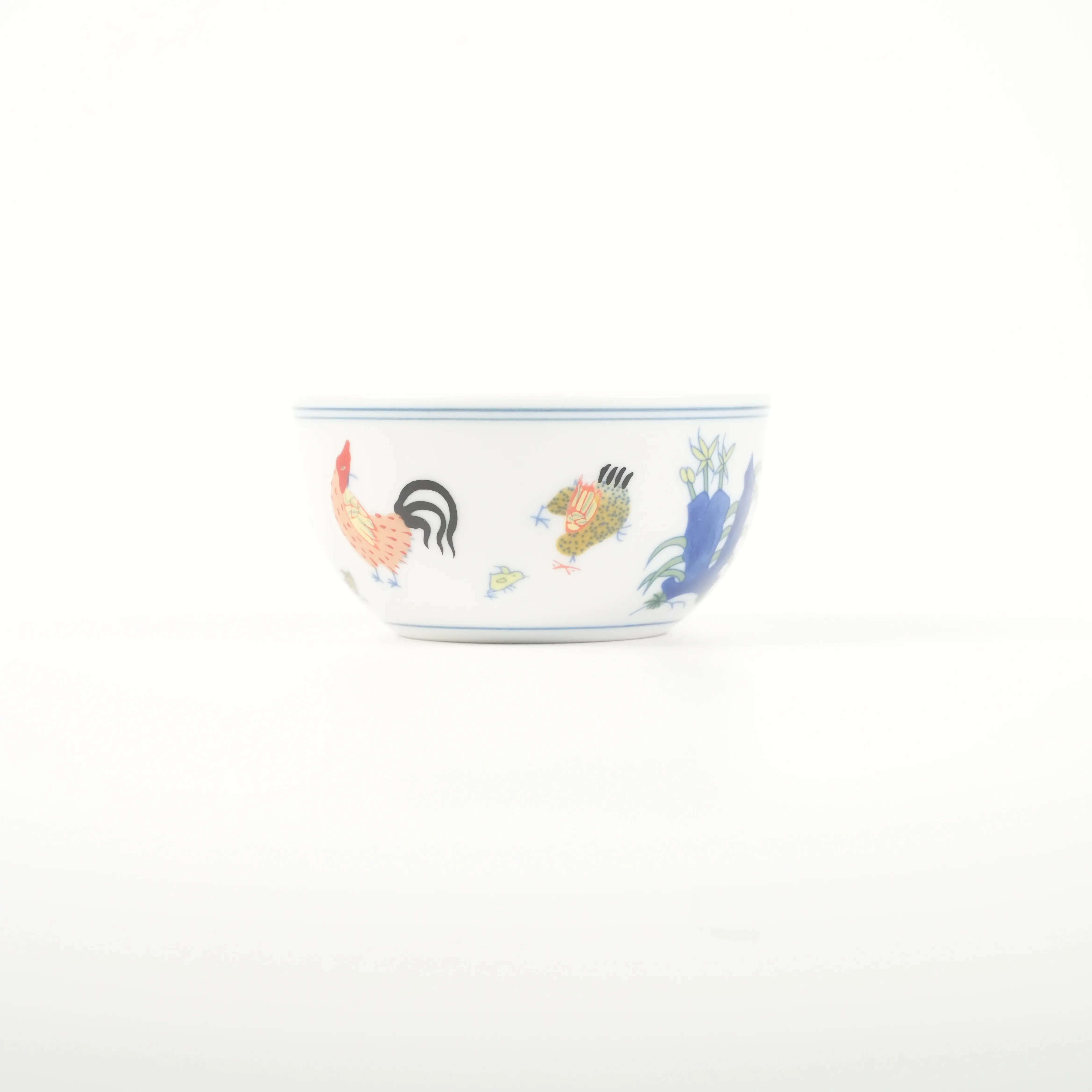 Exquisite Oriental Handcrafted Ming Style Doucai Chicken Porcelain Teacup Single Pack For Daily Tea Collection & Gift