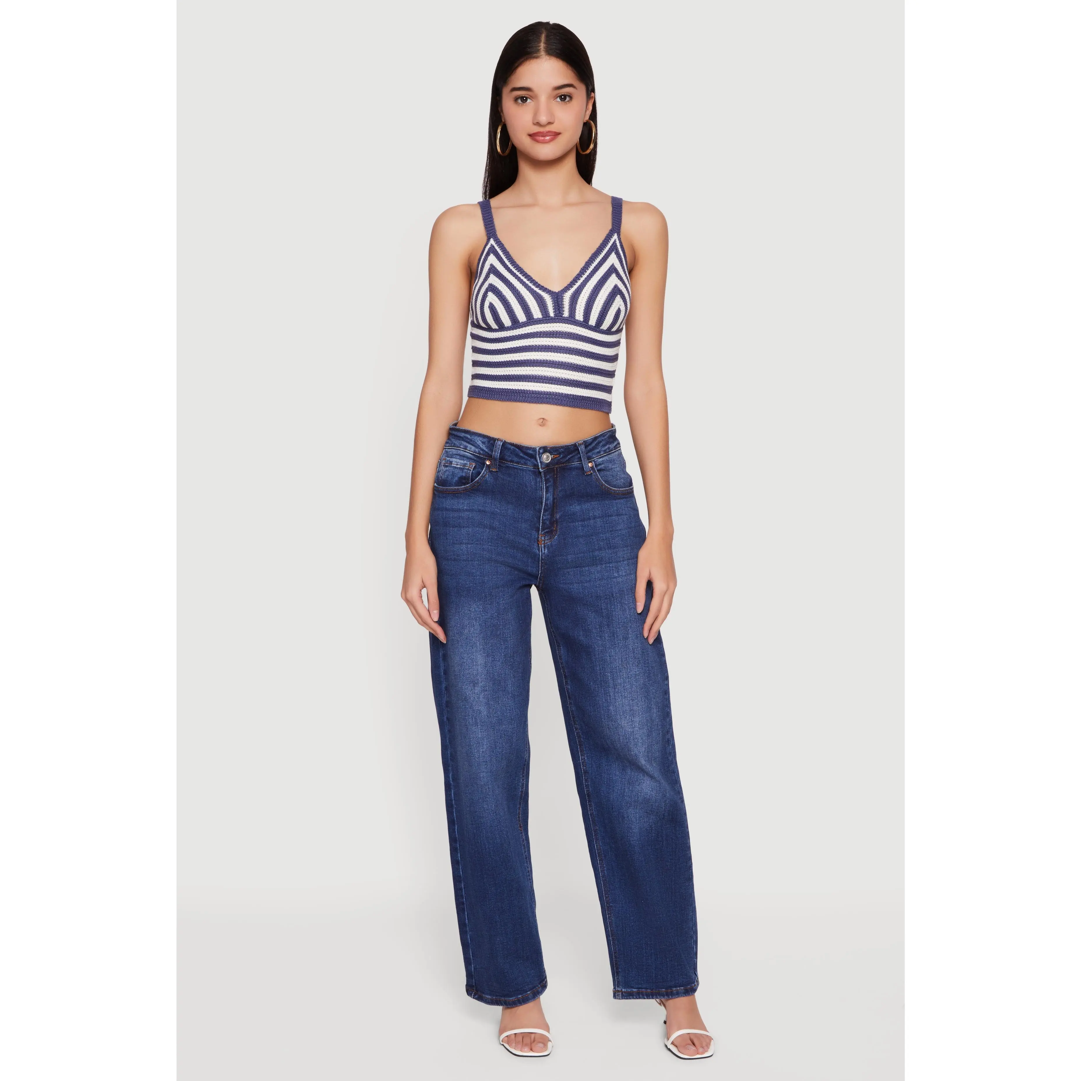 Striped Crochet Bustier Crop Top