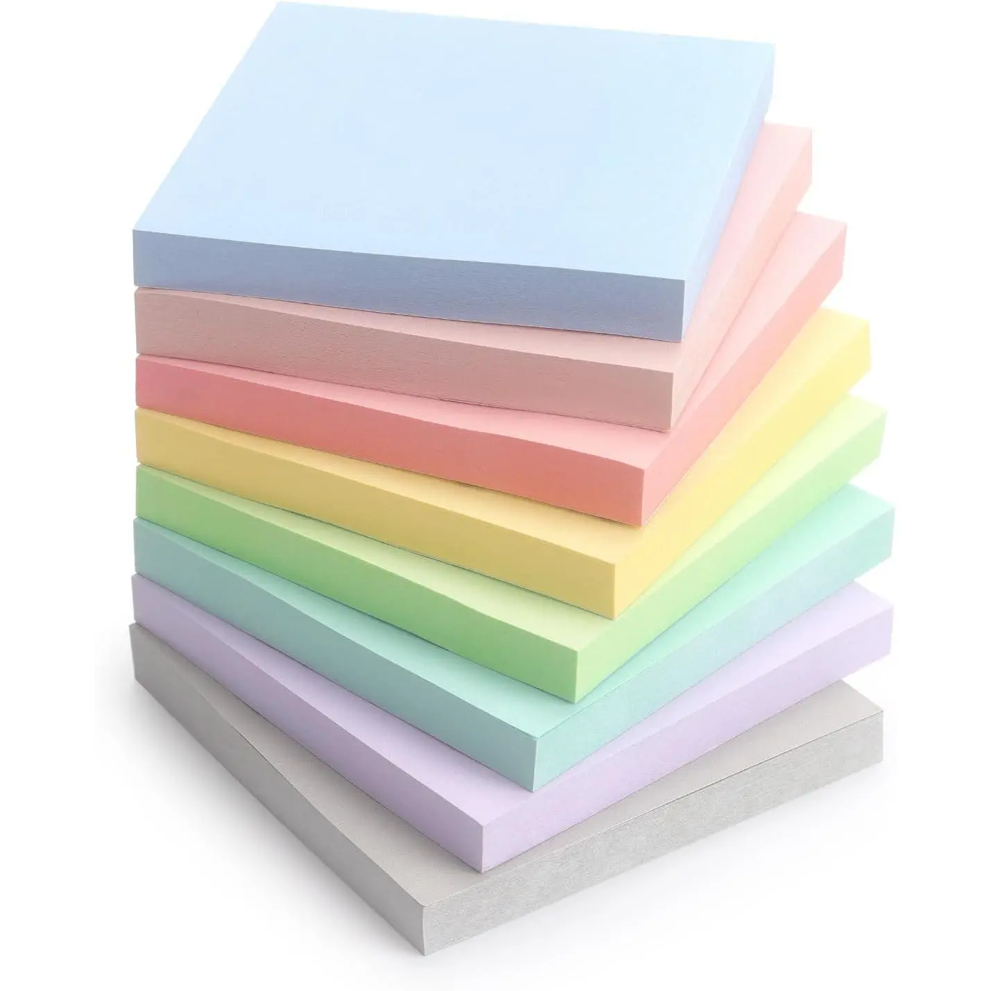 Sticky Notes 3x3 Inch, 8 Pads Light Colors Self-Adhesive, 8 Assorted Pastel Colors, 80 Sheets/Pad,  Notepads for Office, School, and