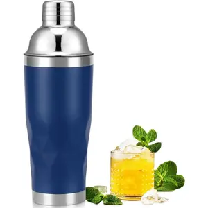Insulated  Shaker Blue -20oz Double Wall Vacuum Stainless Steel Martini Shaker with Built-in Strainer, Pro Leak-Proof Weighted Shaker for  Bar,  Bar  Set