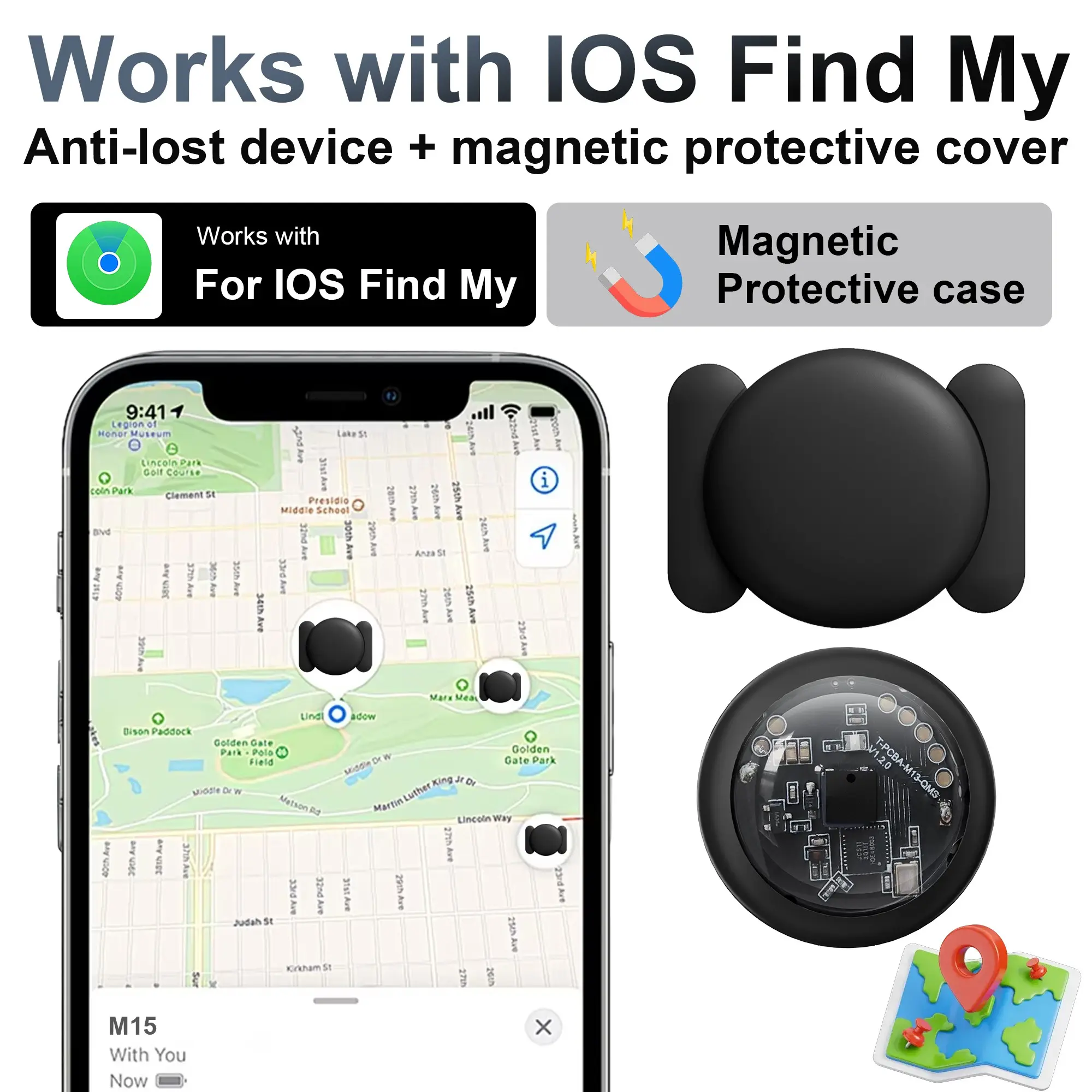 1/2/4pcs Transparent Vehicle Locator with High-Quality Magnetic Case, Wireless Positioning Tracker, Smart Tracking Anti Lost Wireless Loss Prevention Device, Supports Apple Find My, Fits Cars Bikes Motorcycles Pets Luggage