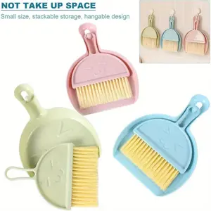 3-piece Set of Small Brooms and Dustpans Set, Blue, Green, Pink, Dustpan with Hanging Hole, Small Cleaning Brush Set, Suitable for Desktop Computers, Keyboards, Sofas,Textiles & Soft Furnishings