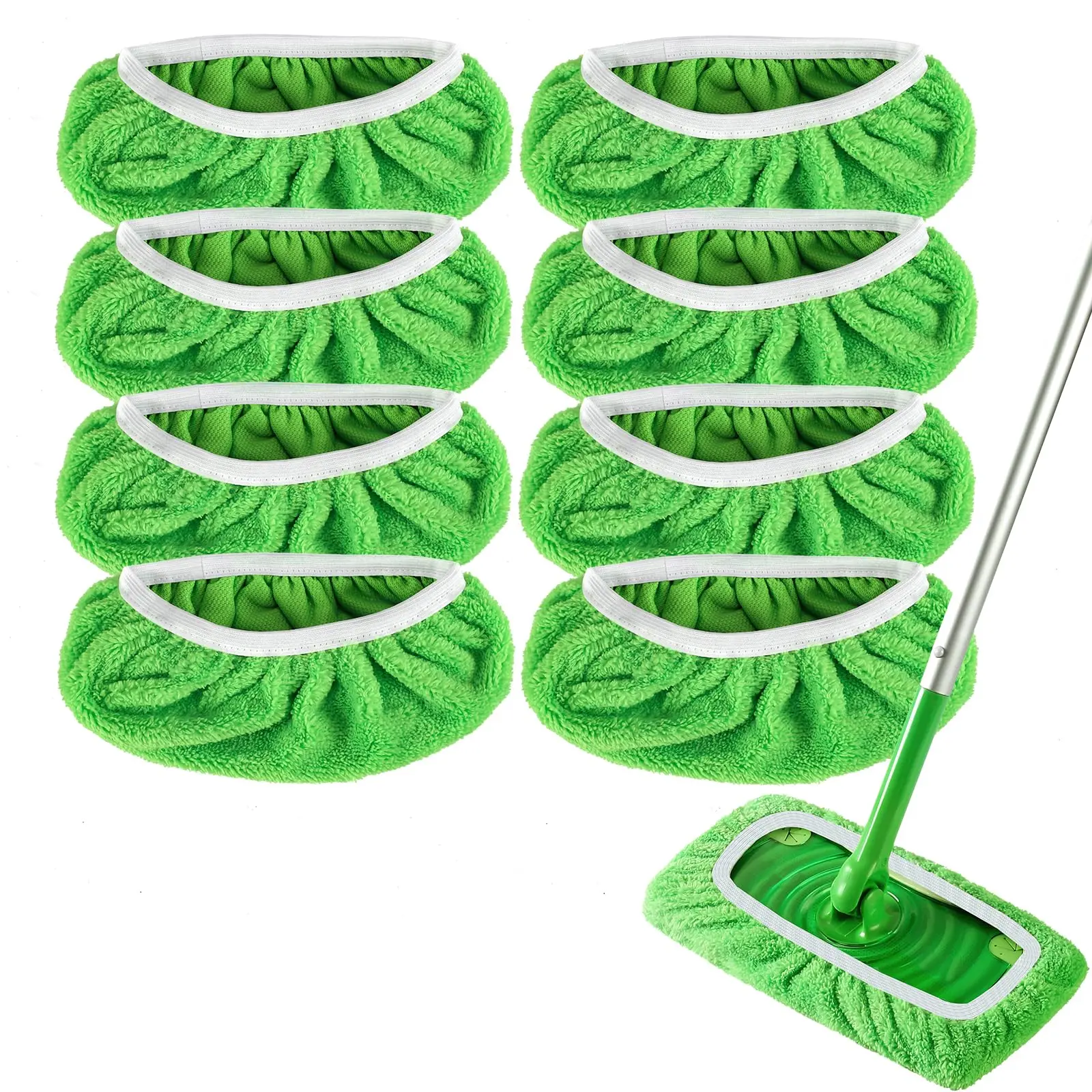 8-Pack Removable Reusable Mop Pads, Absorbing Streak-Free Microfiber Cleaning Cloths, Sweeper-Compatible, Machine Washable for Vinyl Floor Dry & Wet Cleaning, Cuts Disposable Pad Costs, Absorbing Cleaning Cloths, Streak-Free Cleaning Cloths