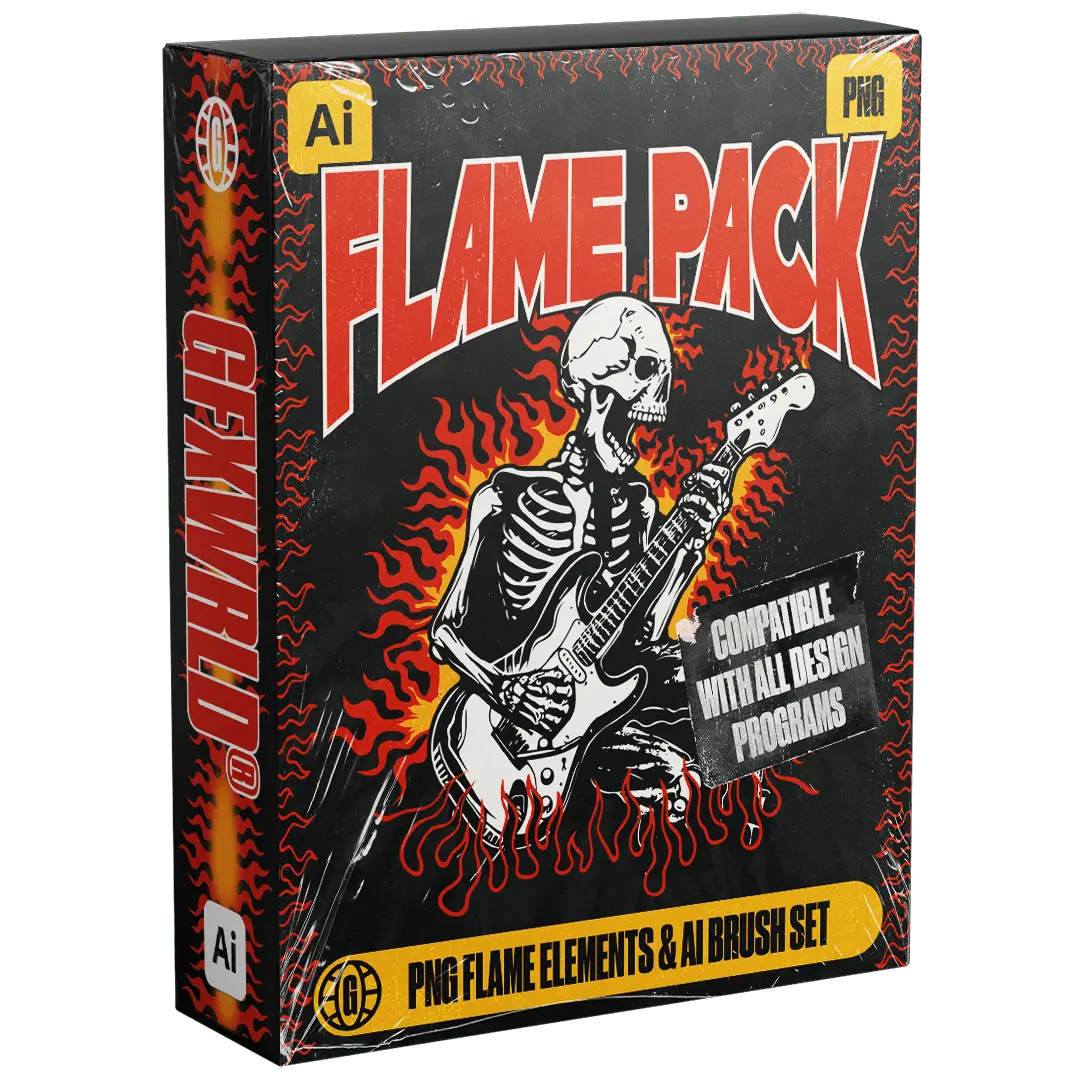 Flame Pack PNG & Illustrator Brush Set (Vol. 1)