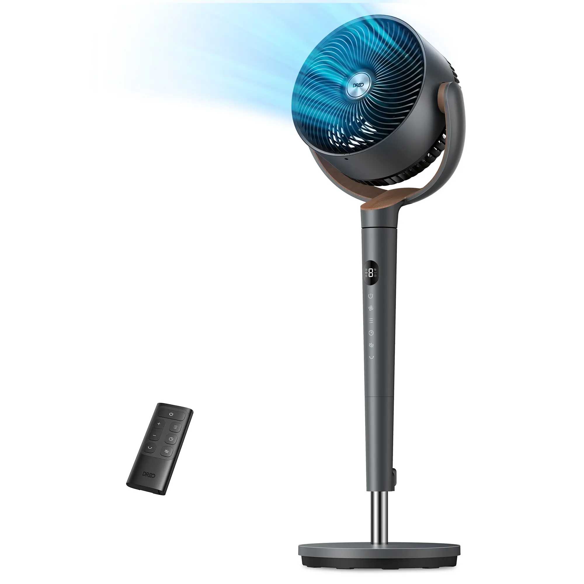 DREO Standing Type Cooling Fan for Bedroom, 120° Oscillating Pedestal Fan with Quiet DC Motor, 100ft Air Coverage, 9 Speeds, 4 Modes, 20dB Ultra Quiet, 120° Manual Vertical Adjustment, 37-42" Adjustable Height, 9H Timer, LED Display, Remote Controlled, Ba
