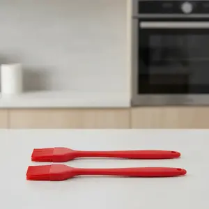 2pcs Silicone Basting Brush & Integrated Spatula, Heat Resistant Food Grade, BPA Free, Dishwasher Safe, Ideal for BBQ, Grill, Baking, Utensils