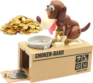 Hungry Dog Piggy Bank, Cute Dogs Steals Coins Like Magic Coin Munching Toy Money Box Birthday Gift for Kids