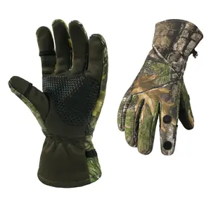 LOOGU Camouflage Hunting Gloves Full Finger/Fingerless Pro Anti-Slip Insulated Camo Glove for Cold Weather Water Resistant Hand Cover Protector SpringStatements